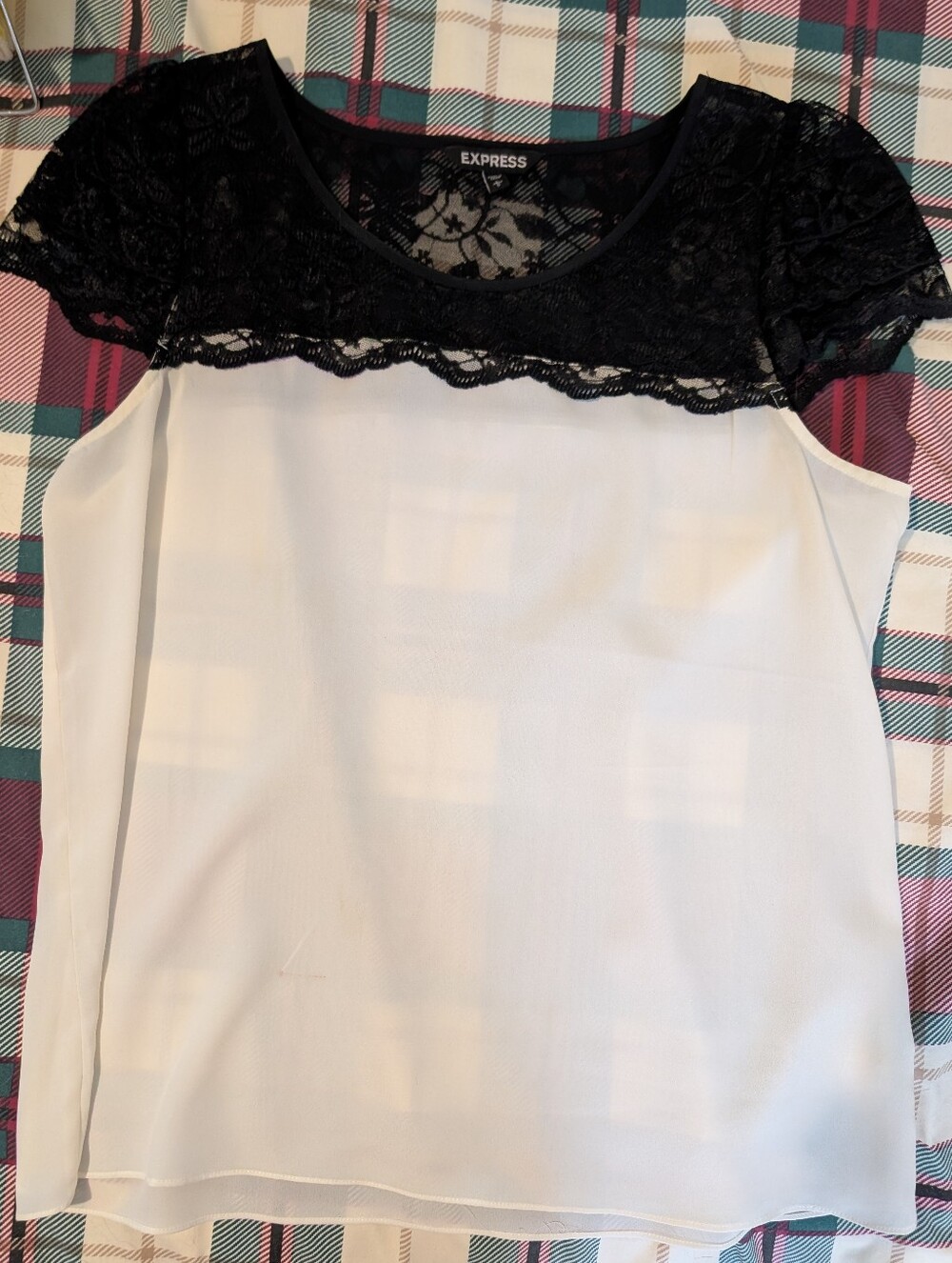 Express Two-Tone Blouse Shirt - Black & White